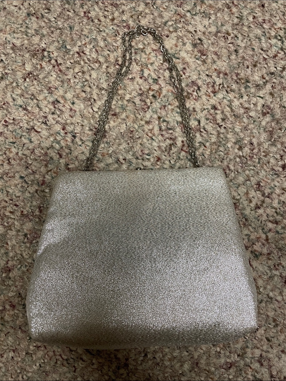 Vibtage 50s Silver metallic thread Glitter Evening chain strap purse